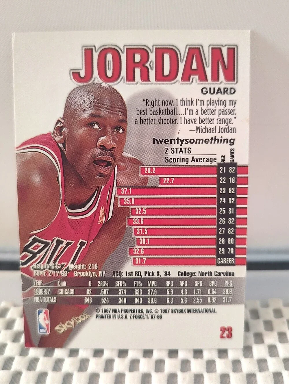 Michael Jordan Chicago Bulls 1997 Trading Card